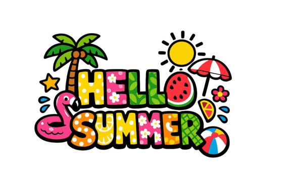 Download Hello Summer Tropical Doodle Typography - Typography Collection