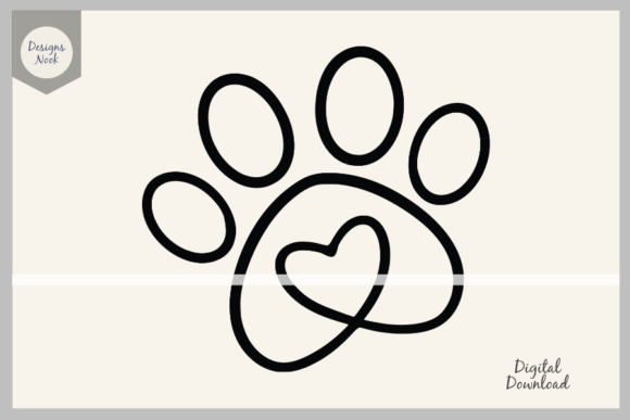 Download Paw Print Love Outline SVG Clipart - Outline svg clipart Collection