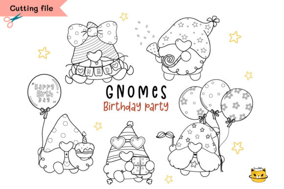 Download Happy Birthday Gnome Outline Svg Clipart - Outline svg clipart Collection