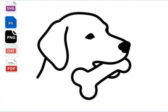 Download Dog Head with Bone Outline SVG Clipart - Outline svg clipart Collection
